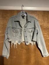 Giacca donna Trio Urban crop sfilacciato denim taglia S/M lavaggio leggero