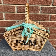 Fortnum And Mason Cestino F&M Originale Vimini Cesto Cacciatore Picnic Marrone e Nastro