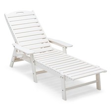 Patiojoy Sedia a Sdraio Patio Chaise Schienale Regolabile Resistente alle Intemperie HDPE Portabicchieri