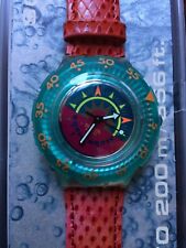 Orologio subacqueo originale Scuba 200 SWATCH Tipping Compass (SDK111) - vera pelle rossa