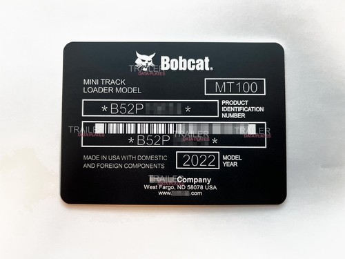 Bobcat mt100 data plate - bobcat,