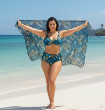 Costume Donna Taglie Forti Curvy fino Taglia 54 Bikini Vita Alta PAREO ABBINATO