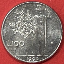 Moneta 100 Lire 1990 Minerva