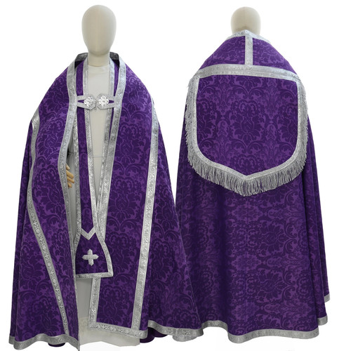 Piviale romano viola argento - piviale, viola/argento