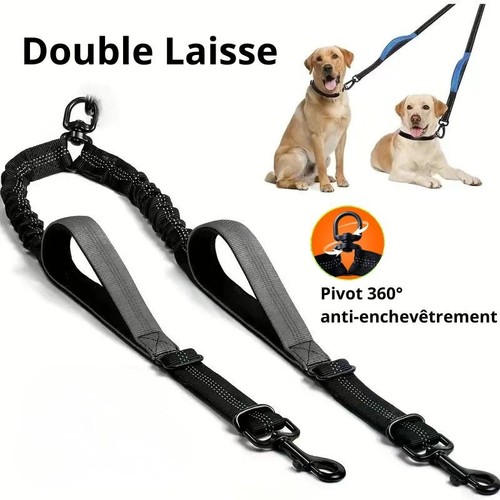 Laisse double pour chien - double,