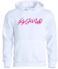 Felpa cappuccio cantante Sangiovanni Uomo Donna Bambina/o Bianca o Nera Malibù