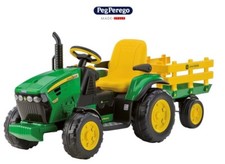 PEG PEREGO TRATTORE JOHN DEERE GROUND FORCE 12V CON RIMORCHIO IGOR0047 -nuovo-IT
