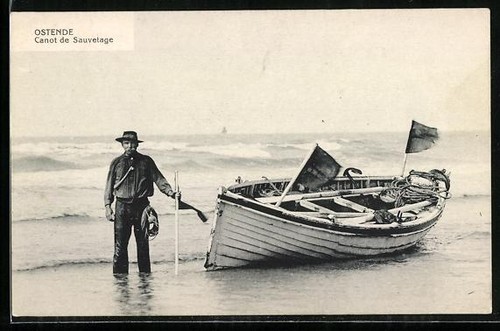 Cartolina ostenda scialuppa - cartolina, ostenda,