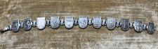 Charm Bracelet  11 Charms Shields Cities Alpacca Silber  All Marked 7” VTG