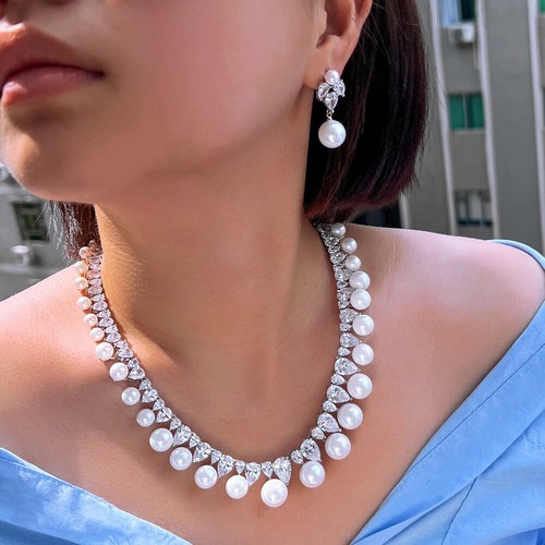 Orecchini collana tennis perle