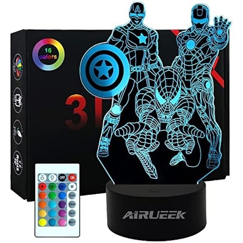 Airueek superhero lampada - 3d,