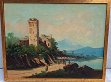 DIPINTO DI LAGO CON CASTELLO 