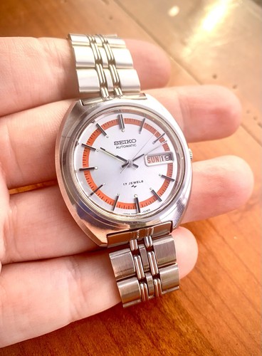Seiko 7006 7109 silver - seiko, silver/orange