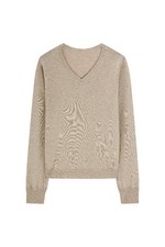Maglione in 100% Cashmere Beige per Donna – Uomo a V Morbido, Caldo e Leggero