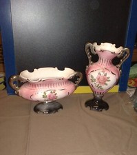 VASI D'EPOCA rosa con fiori ceramica