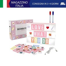 Light Box Rosa con 400 Lettere ed Emoji, 2 Pennarelli - BONNYCO | Lavagna Lumino