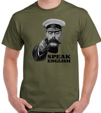 Speak Inglese T-Shirt Lord Kitchener Uomo Funny di Immigrazione Brexit Lavoro