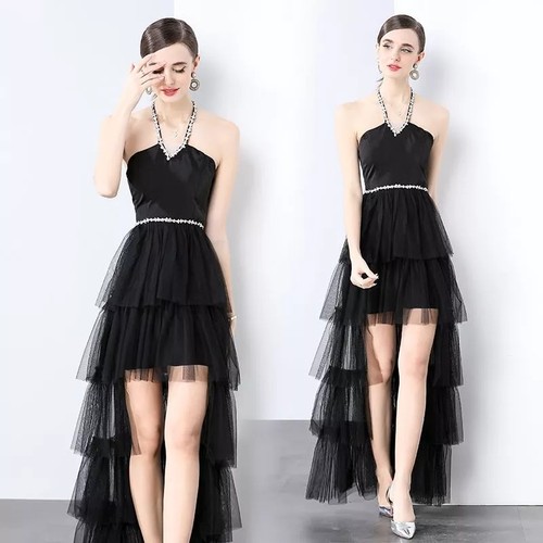 Abito lungo nero donna - lungo,