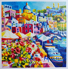 ATHOS FACCINCANI -Serigrafia 30x30 - "UN'ISTANTE DI BELLEZZA PROCIDA"