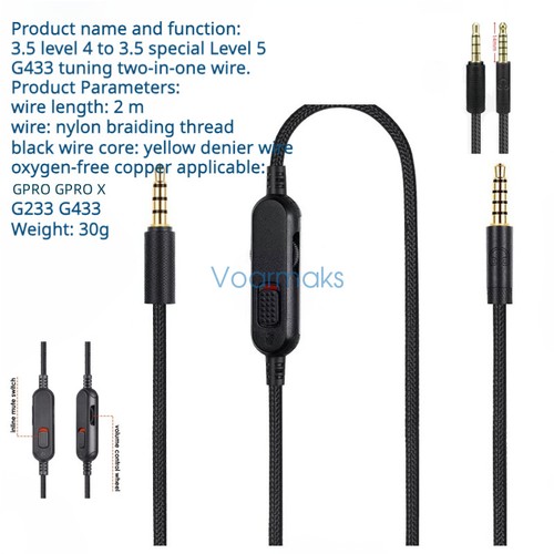 Audio cable for logitech - cable, g433