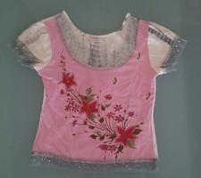 T shirt maglia donna Motivi taglia S rosa bianca e grigia con tulle ricamo fiori
