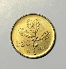 ITALIA REPUBBLICA 20 LIRE 1974 RAMO DI QUERCIA - Q SPL - 