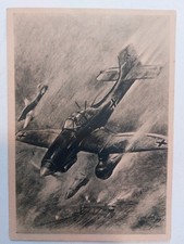 Cartolina Militare Tedesca Aerei Rara Seconda Guerra Mondiale 1939 Illustratore