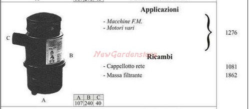 Filtro olio per - filtro, f.m