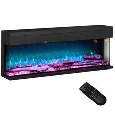 HOMCOM Caminetto Elettrico da Parete e Incasso 1800W Fiamme Colorate Regolabili