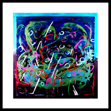 MARIO SCHIFANO-  SERIGRAFIA materica  cm.  100 x 100 Acquatico