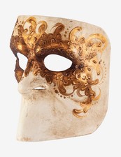 Bauta Bianco e Oro Maschera Veneziana Originale Artigianale Fatta A Venezia!
