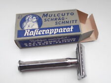 MULCUTO Solingen vecchio rasoio taglio obliquo Inclined head DE METAL Razor WW2! 