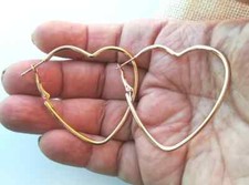 ORECCHINI DESIGN CUORE D'ORO CAVO LEGGERI PLACCATI ORO 23K GIOIELLI ARTE MODERNA