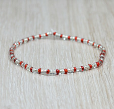 bracciale elastico perline bandiera giappone inghilterra bianco rosso 2mm