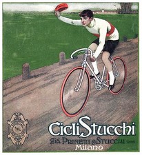 PUBBLICITA' 1910 CICLI STUCCHI  - PRINETTI CICLISTA GARA E. MALERBA BICICLETTA  