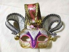 Colombina Giullare - Maschera di carnevale veneziana in cartapesta e tessuto