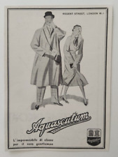Pubblicita' Impermeabili Aquascutum Gentleman Old Advertising Werbung 1934 (R3)
