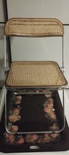 Vintage Sedia Pieghevole Plia Cromo Wiener Treccia
