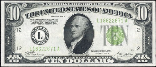 1928 banconota 10 dollari - banconota, da