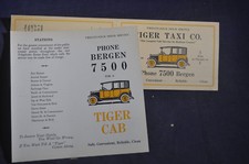 TIGER TAXI BIGLIETTO DA VISITA ANNUNCIO New Jersey City, Hudson Co Giallo Auto Cab