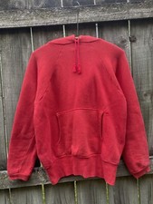 Felpa con cappuccio cotone rosso Healthknit vintage anni 50 60 taglia media made in USA