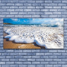 Quadro Stampa Vetro Wall art 140x70 Immagine Spiaggia Scogliera Mare Sabbia Natura