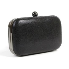 Clutch donna nera pochette da cerimonia con tracolla elagante laminata lucida