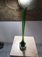 vaso murano vetro sommerso Verde Base In Argento 925 Attribuito Ai Fr. Toso 
