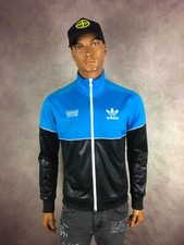 Giacca Adidas Originals 2013 Giamaica Shiny Wet Look Chile 62 nera grande logo taglia M