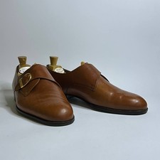 Scarpe uomo taglia UK8 BALLY pelle marrone cinturino singolo monaco fatte a mano