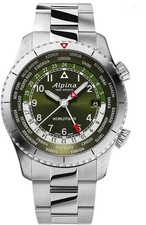 Alpina Startimer Pilot Worldtimer Acciaio Quarzo Svizzero Uomo AL-255GR4S26B NUOVO
