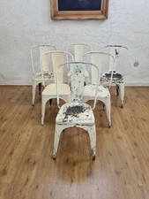 Gruppo di 6 sedie impilabili in ferro Tolix vintage originali - bianche