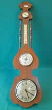 GRANDE OROLOGIO BAROMETRO TERMOMETRO IGROMETRO IN LEGNO VINTAGE DA PARETE. AB69