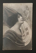 CARTOLINA PROPAGANDA DI GUERRA ITALIA FOTOGRAFIA ALBUMINA BANDIERA ITALIANA FEDE